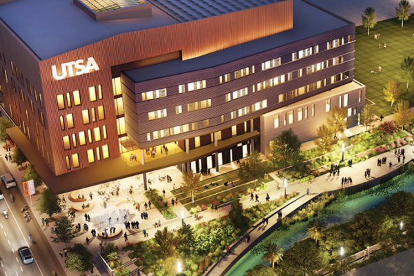The building is the first of several planned for UTSA’s downtown expansion, serving as a catalyst for economic and community investment in the San Pedro Creek area.